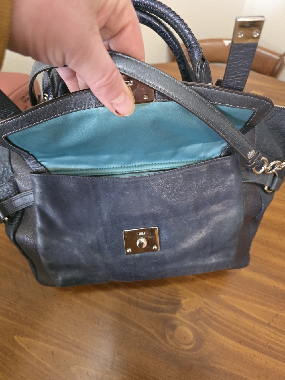 Coach Pinnacle Bette Navy/midnight Blue  Multi Grain Leather Colorblock - Picture 4 of 13